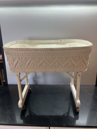 Vintage woven white wicker - woven,